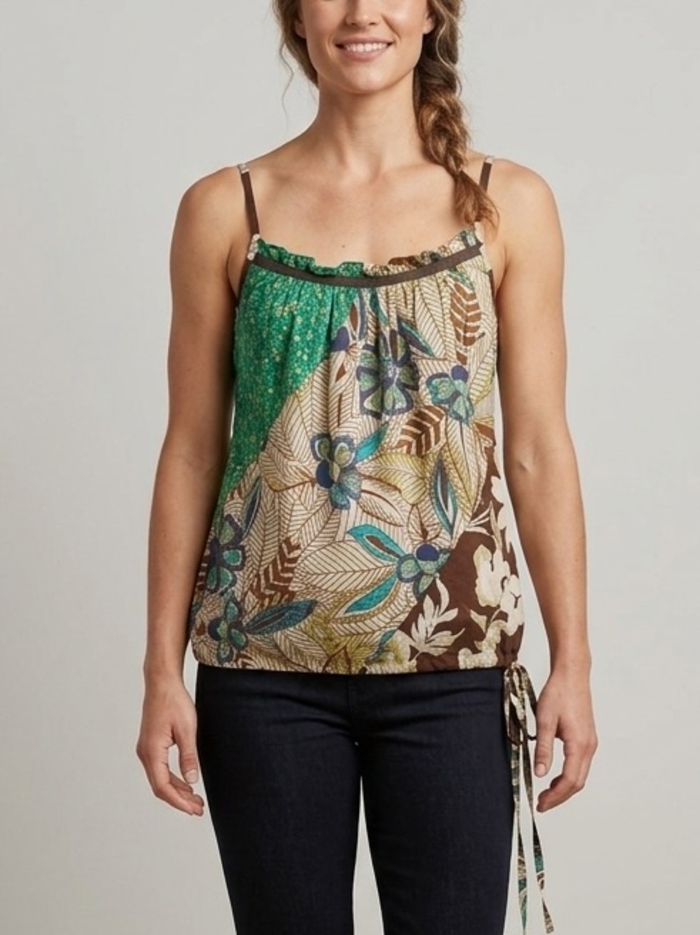 Y2K Heritage 1981 Floral Patchwork Summer Boho Tank Top Shirt Women’s Size Small